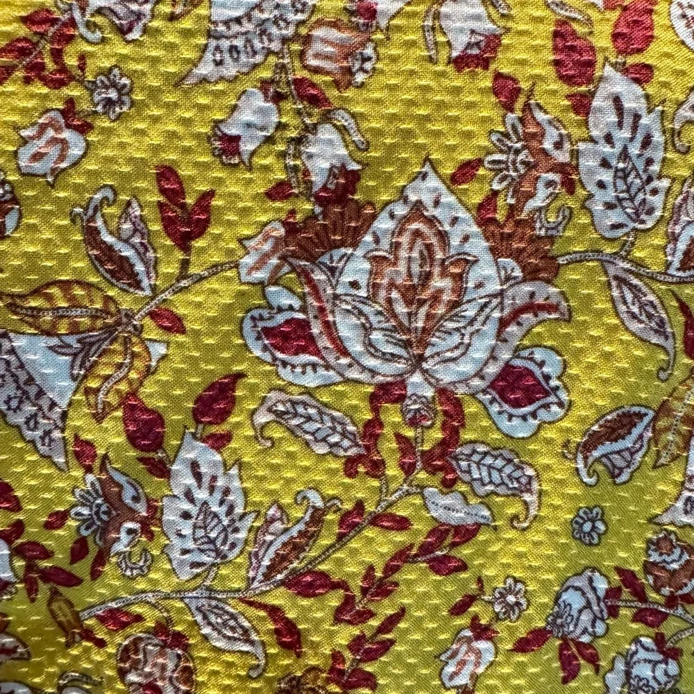 Cupcakes & Cashmere Yellow Floral Smocked Puff Sleeve Blouse Medium